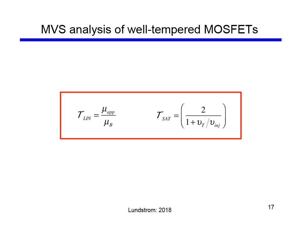 MVS analysis of well-tempered MOSFETs