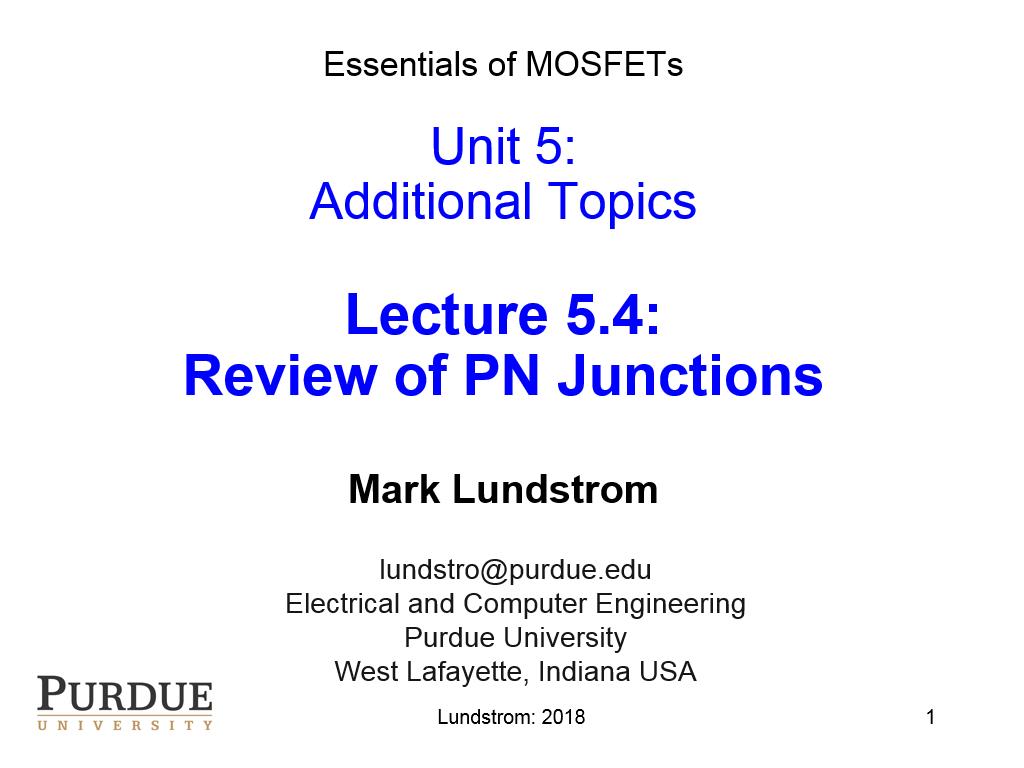 Lecture 5.4: Review of PN Junctions