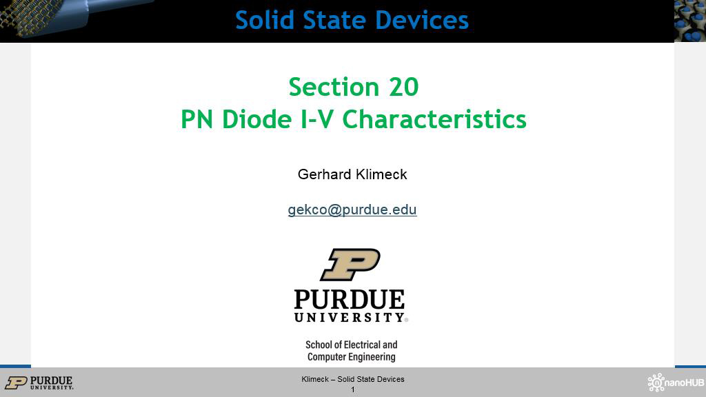 Section 20 PN Diode I-V Characteristics