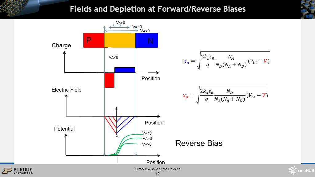 Fields and Depletion at Forward/Reverse Biases