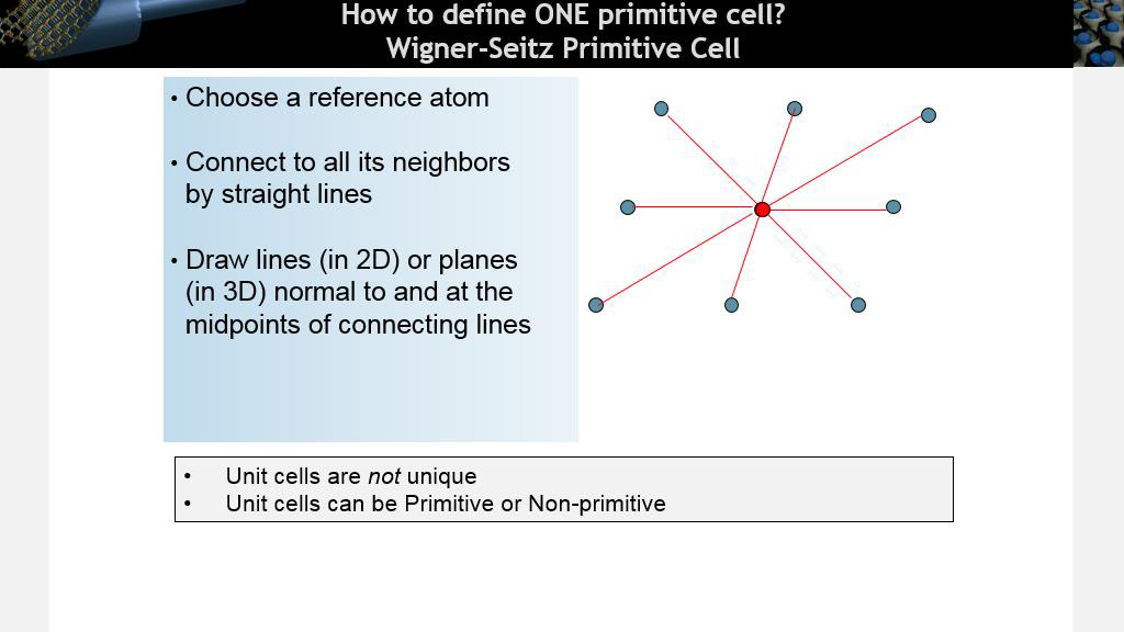 How to define ONE primitive cell? Wigner-Seitz Primitive Cell