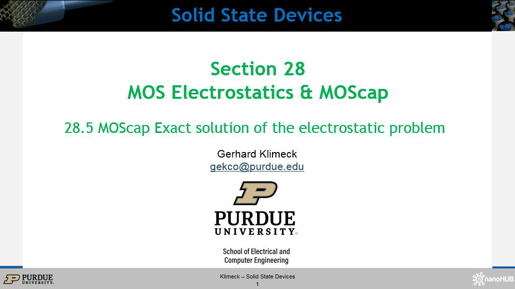 S28.5 MOScap Exact solution of the electrostatic problem