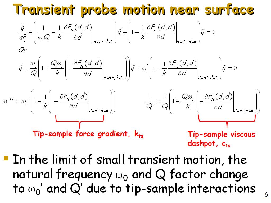 Transient probe motion near surface