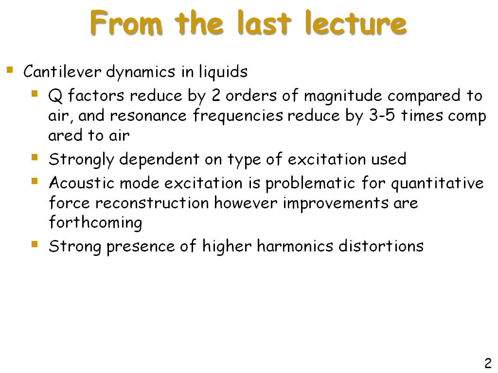 From the last lecture