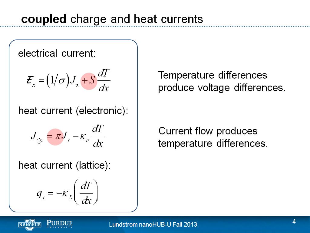 coupled charge and heat currents