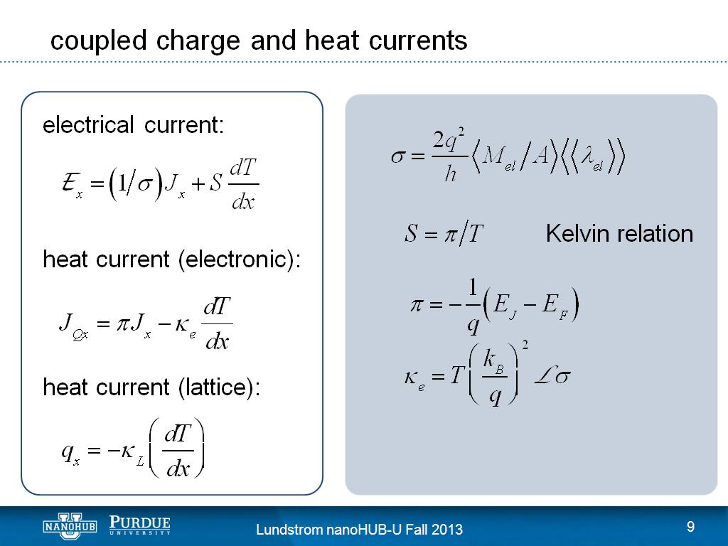 coupled charge and heat currents