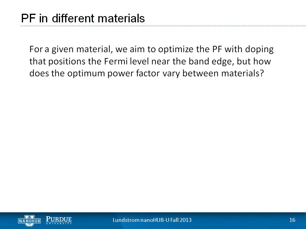 PF in different materials