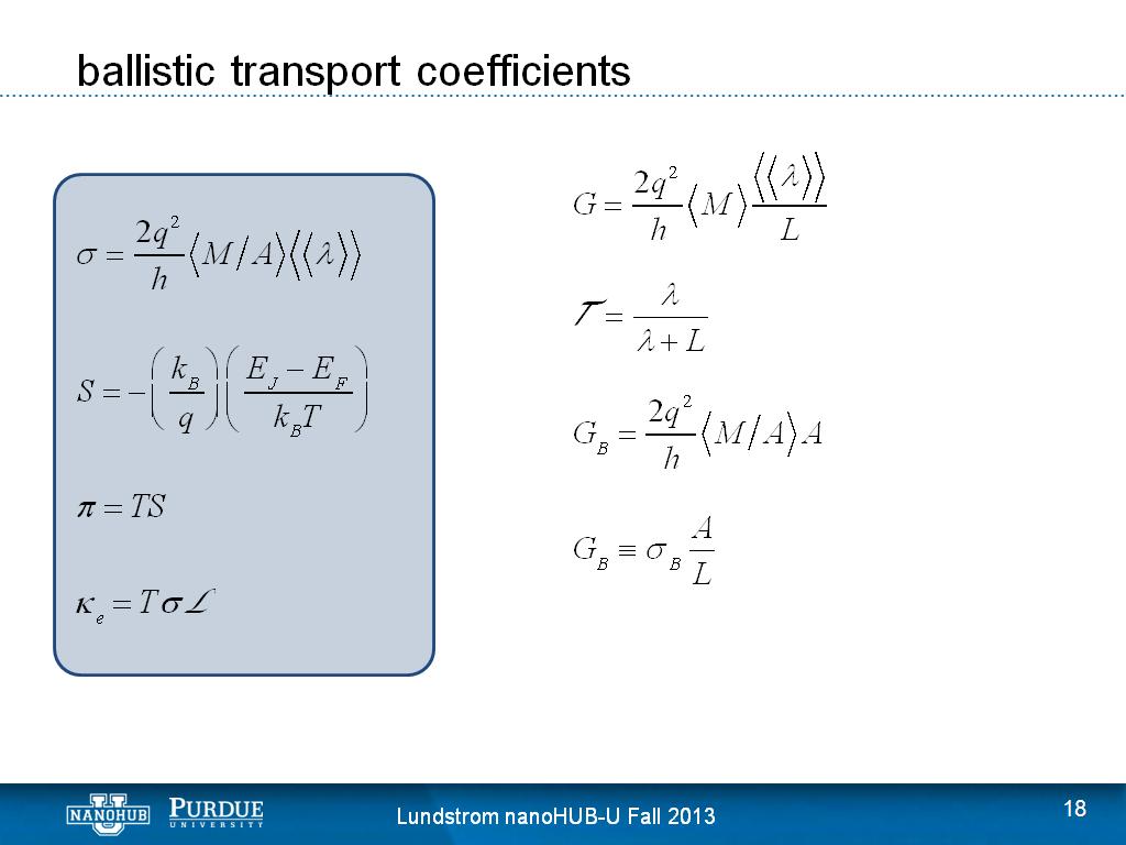 ballistic transport coefficients