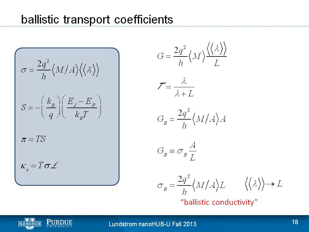 ballistic transport coefficients