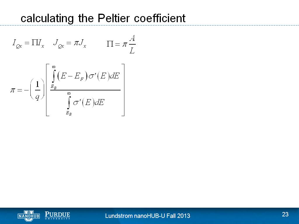 calculating the Peltier coefficient