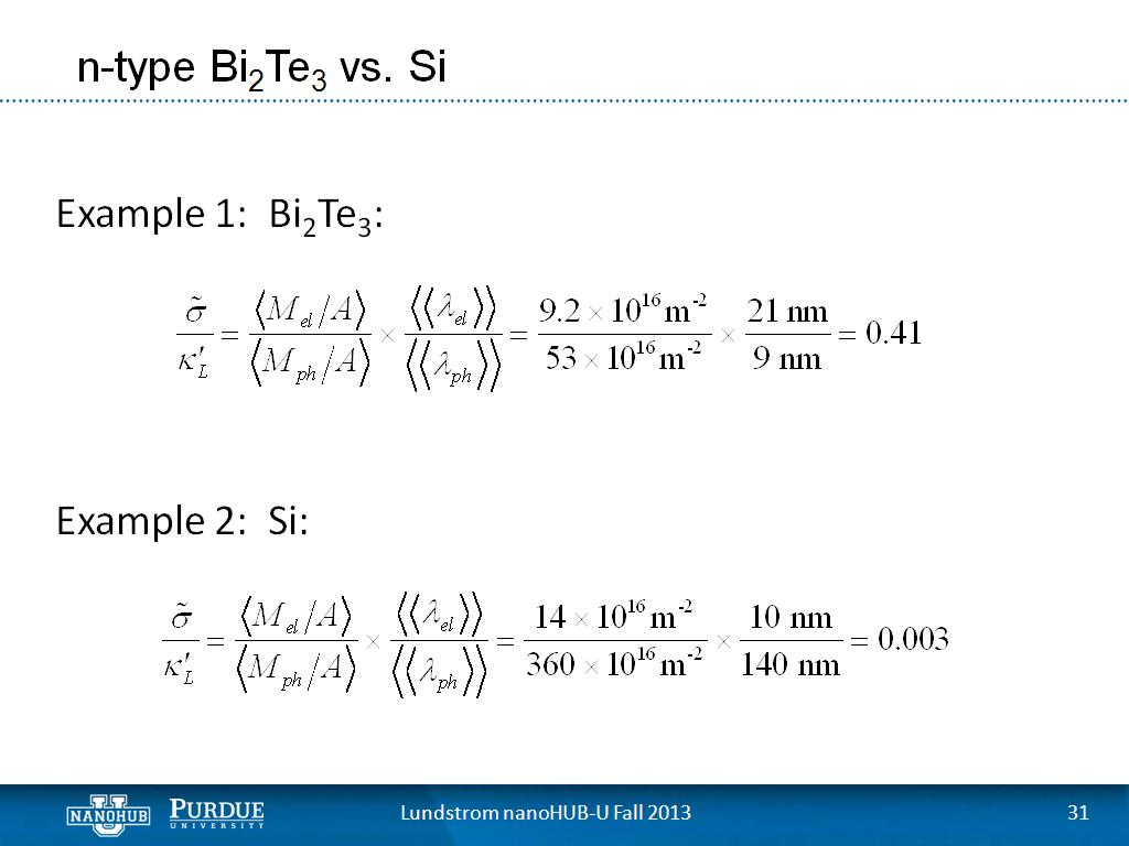 n-type Bi2Te3 vs. Si