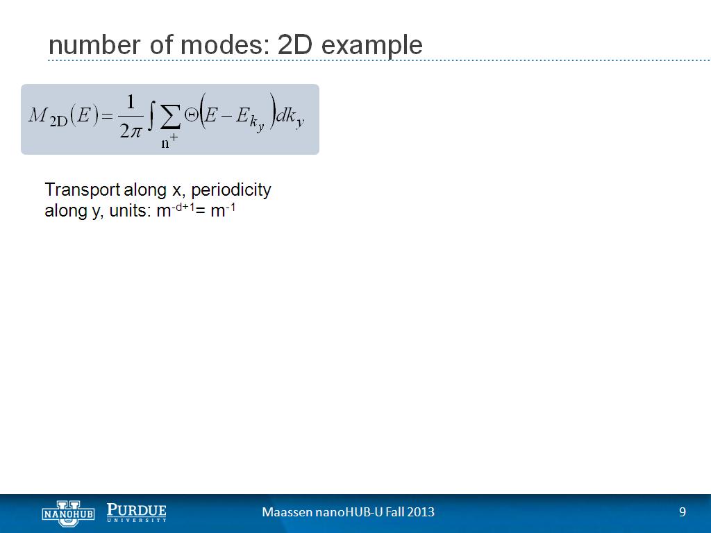 number of modes: 2D example