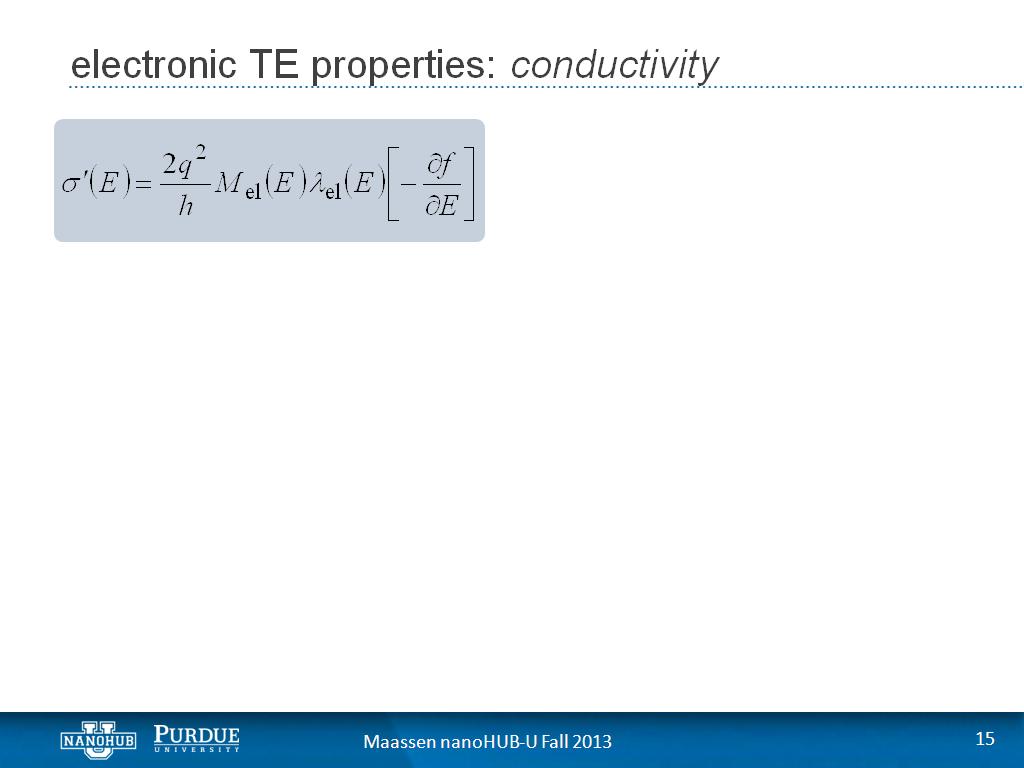 electronic TE properties: conductivity