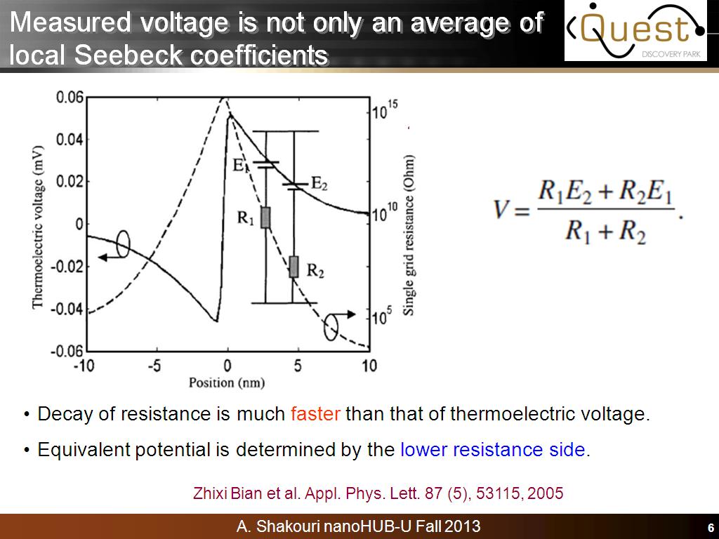 Measured voltage is not only an average of local Seebeck coefficients