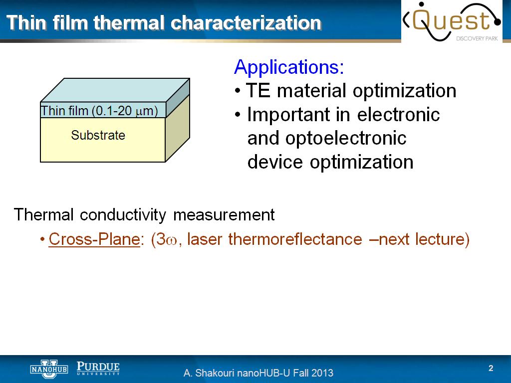 Thin film thermal characterization