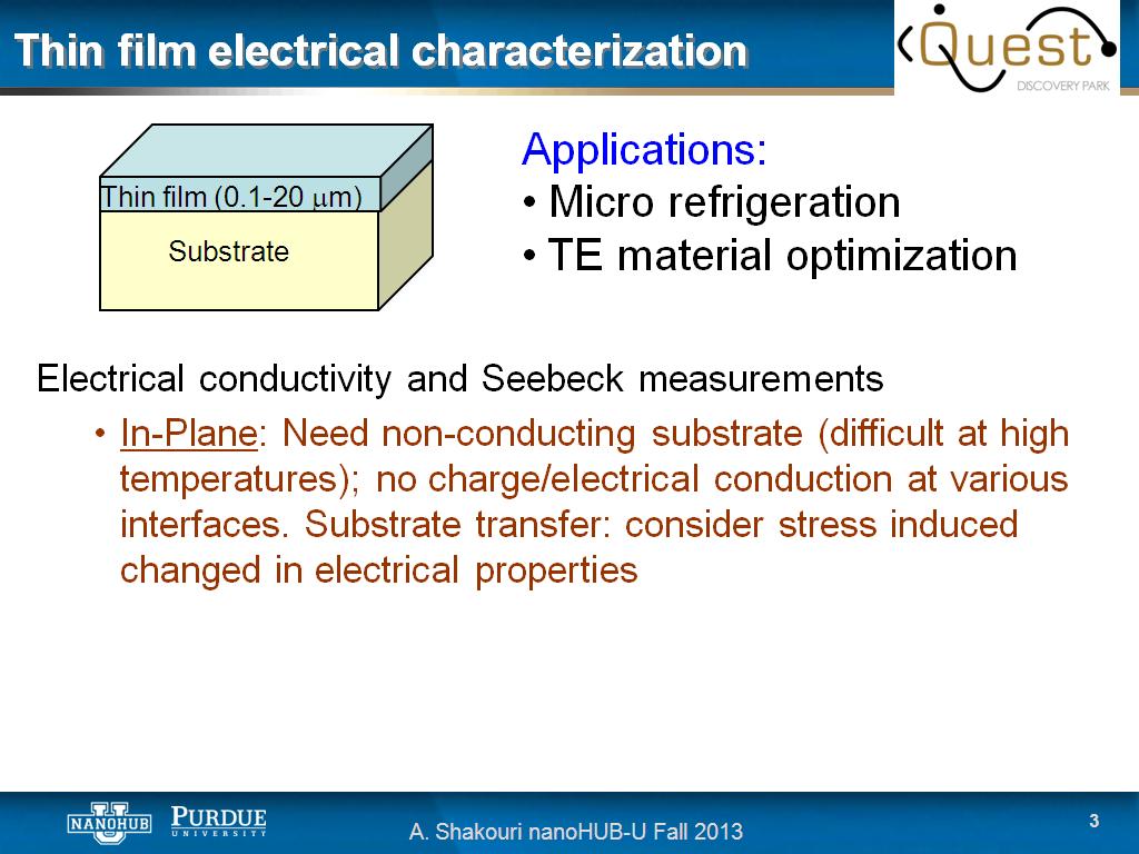 Thin film electrical characterization