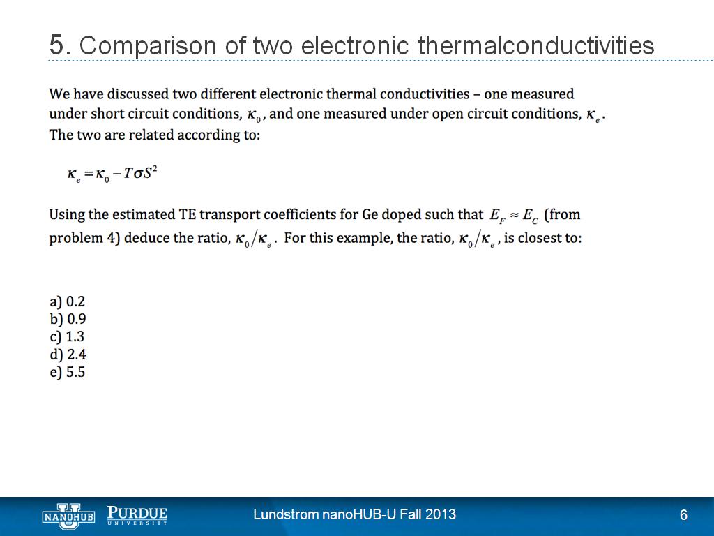 5. Comparison of two electronic thermalconductivities