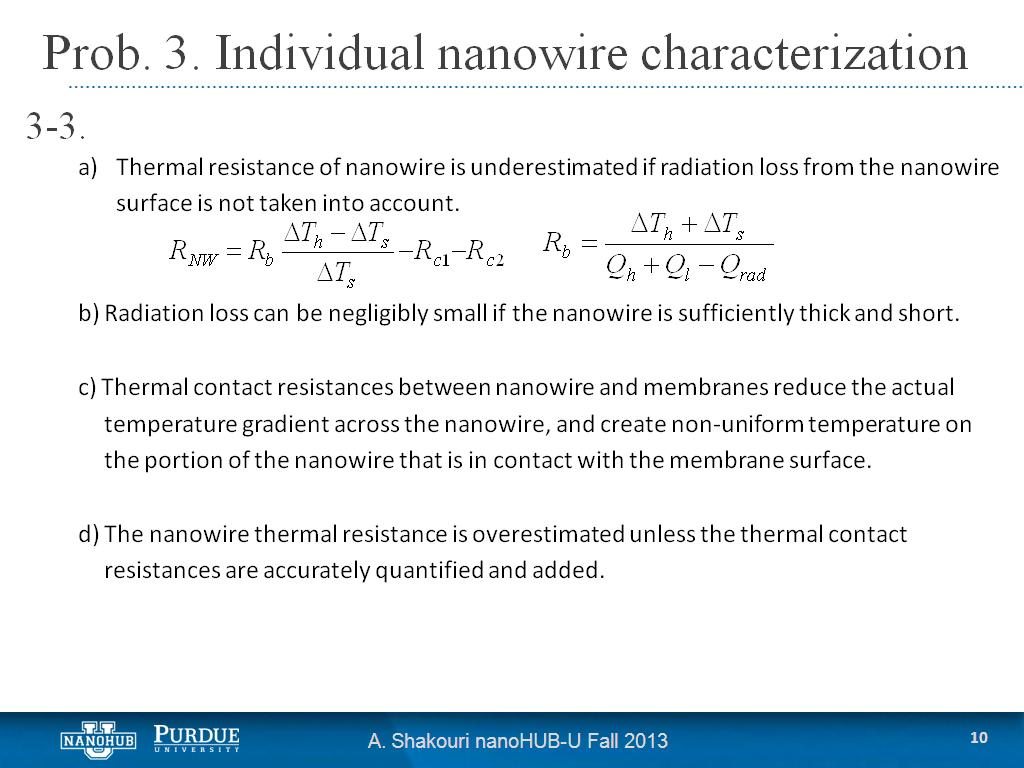 Prob. 3. Individual nanowire characterization