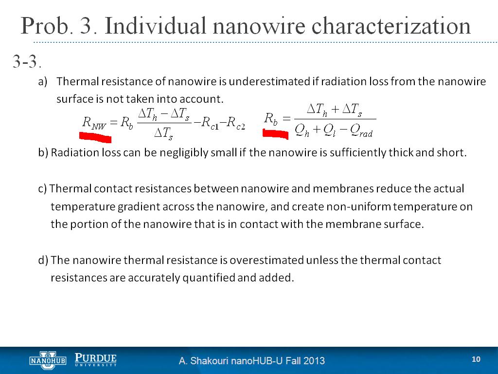 Prob. 3. Individual nanowire characterization