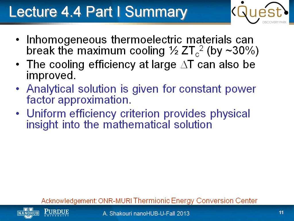 Lecture 4.4 Part I Summary