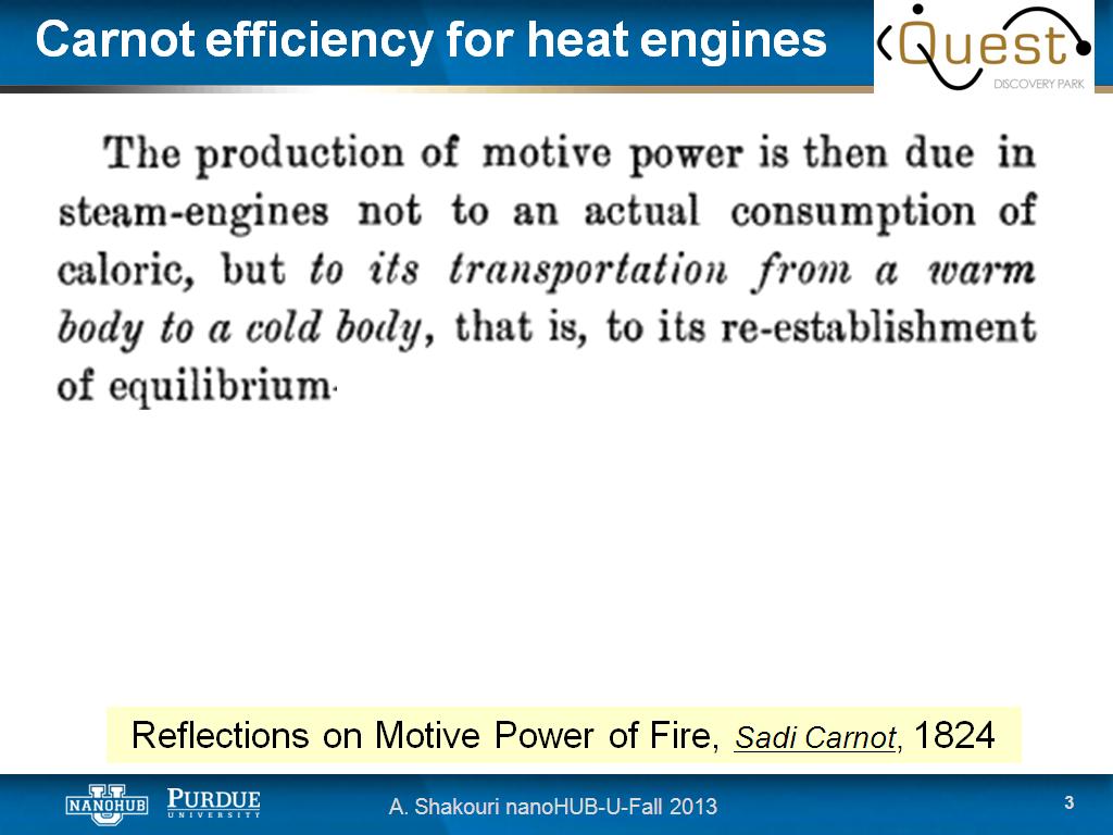 Carnot efficiency for heat engines