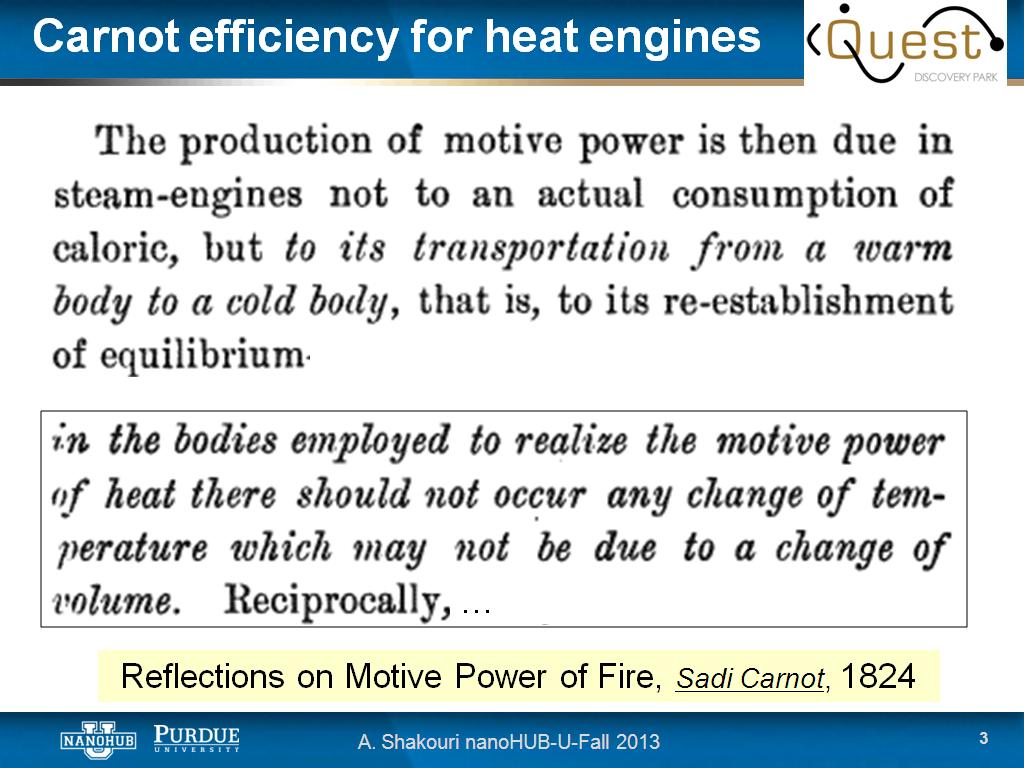Carnot efficiency for heat engines