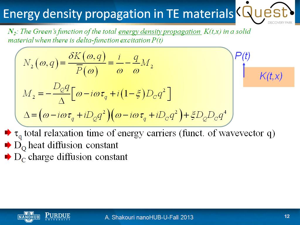 Energy density propagation in TE materials