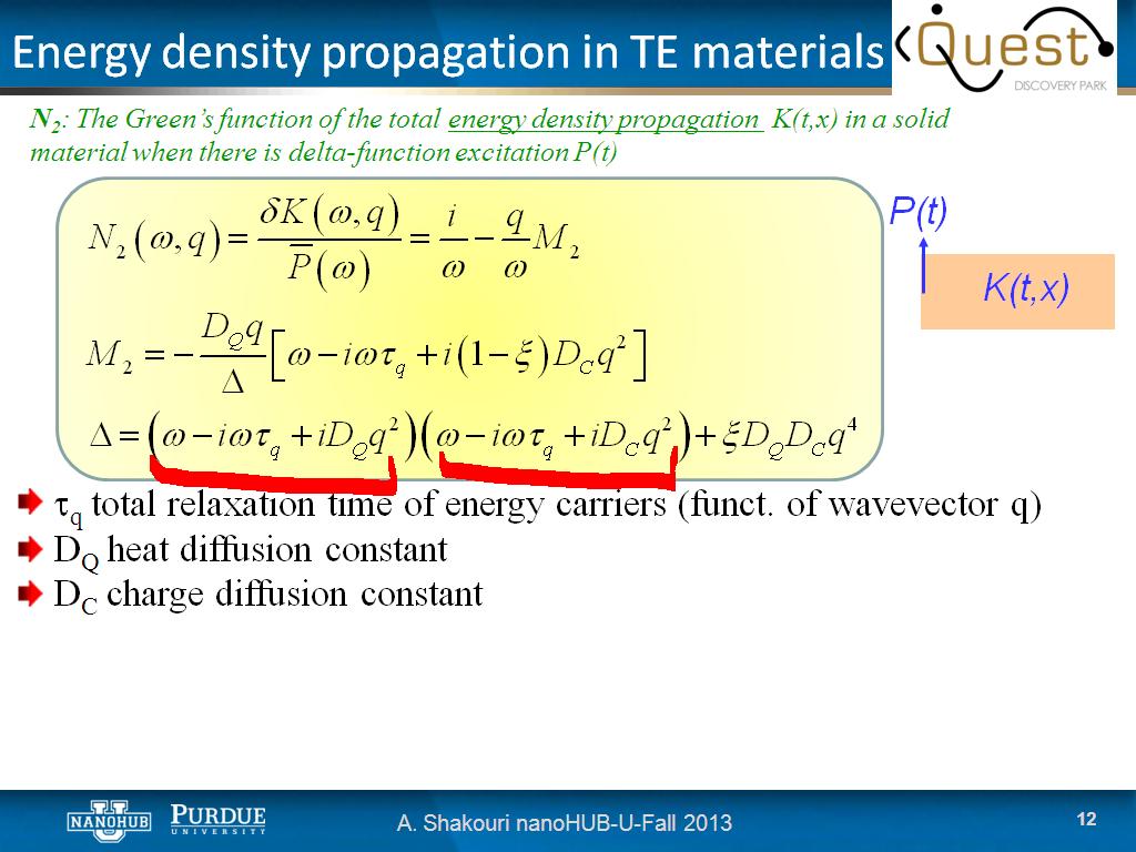 Energy density propagation in TE materials
