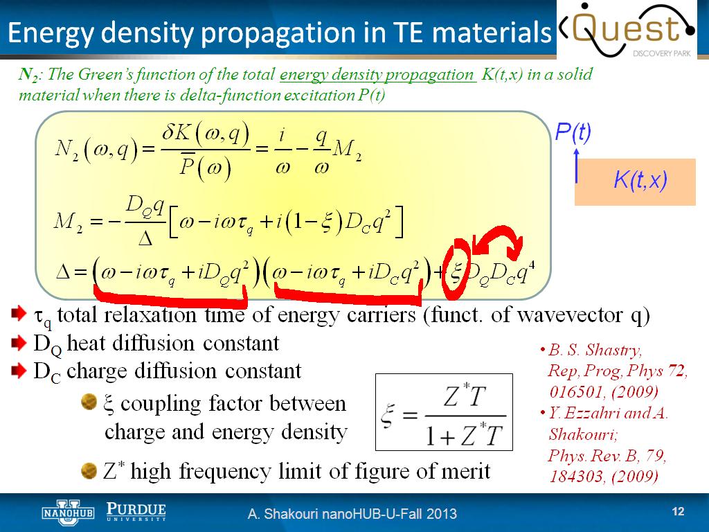 Energy density propagation in TE materials