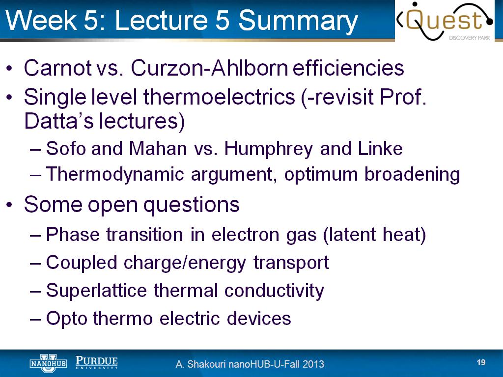 Week 5: Lecture 5 Summary