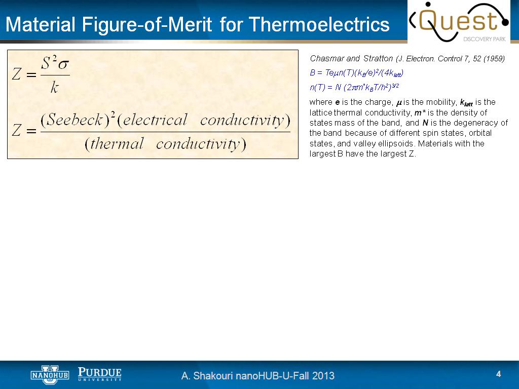 Material Figure-of-Merit for Thermoelectrics
