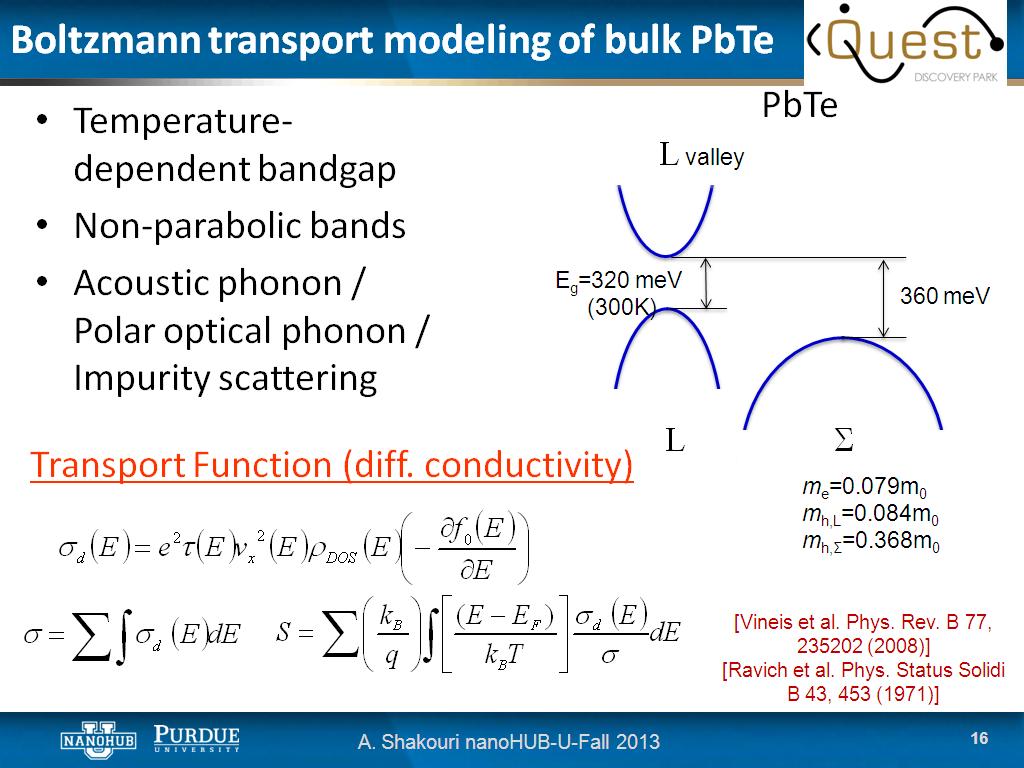 Boltzmann transport modeling of bulk PbTe