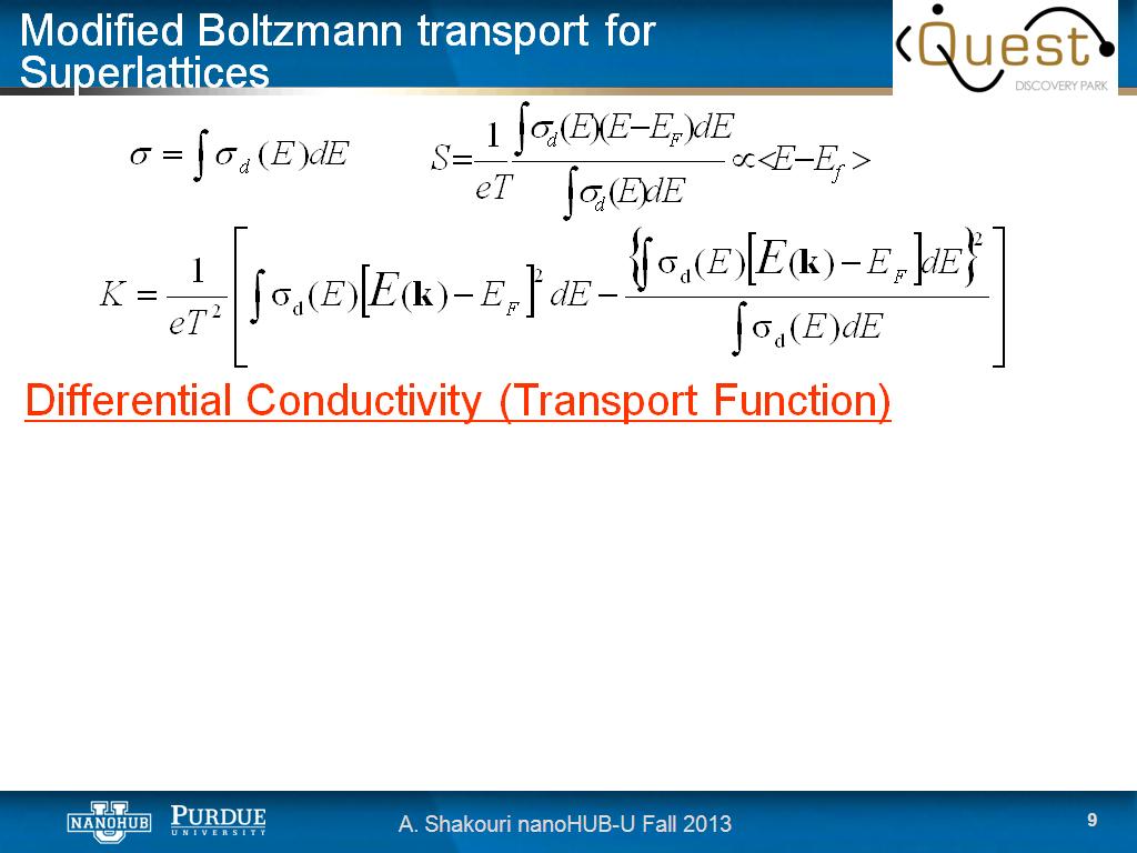 Modified Boltzmann transport for Superlattices
