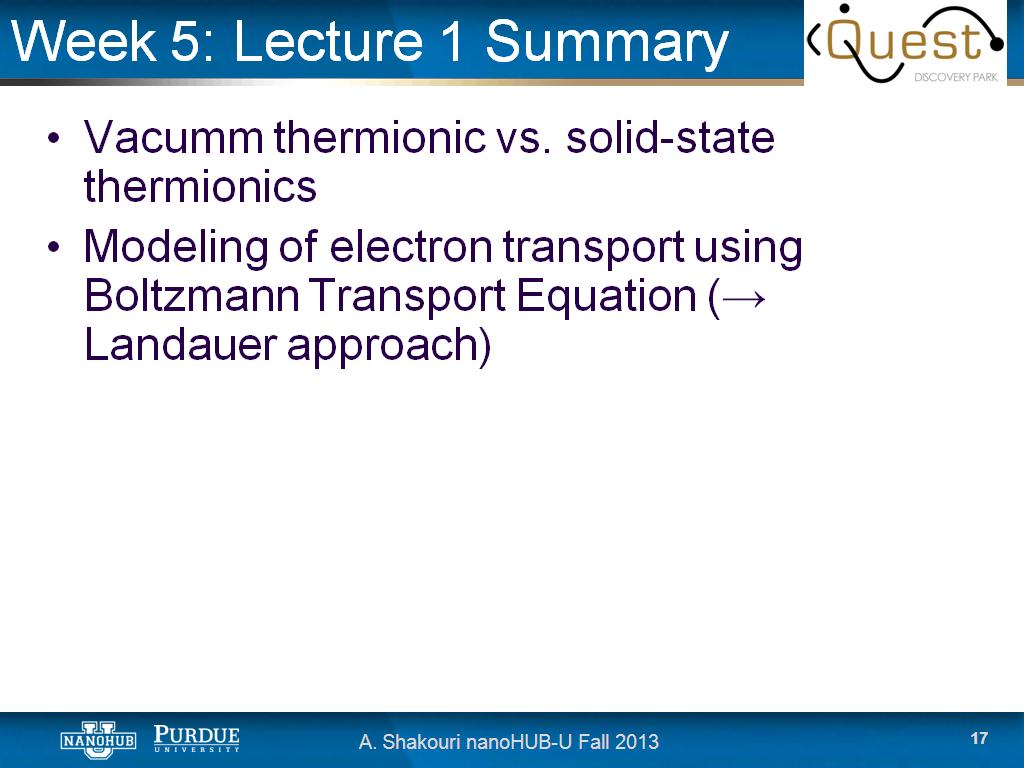 Week 5: Lecture 1 Summary