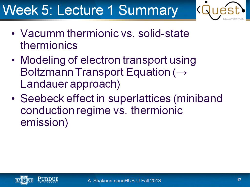 Week 5: Lecture 1 Summary