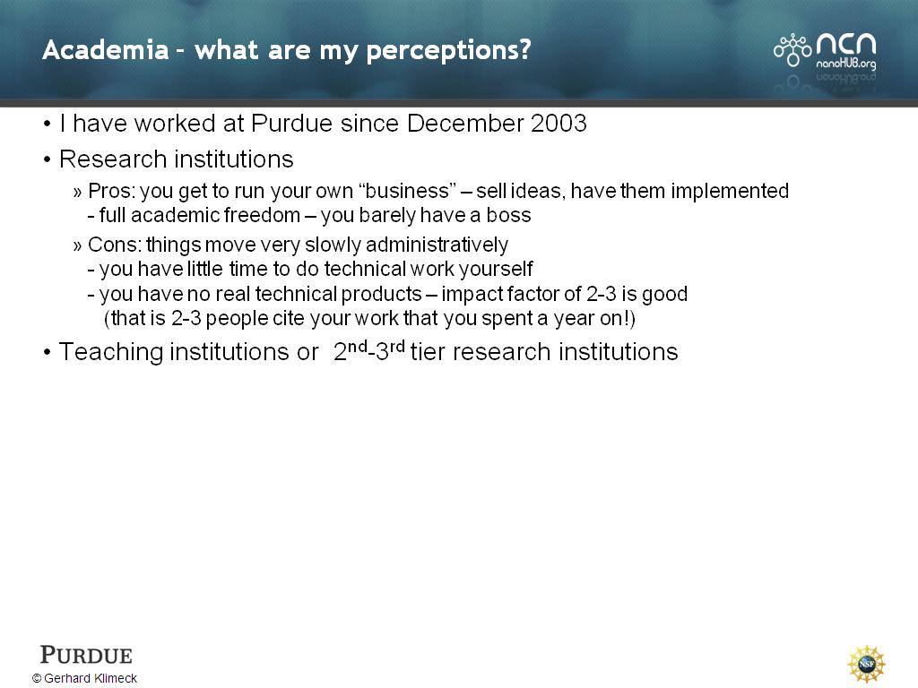Academia – what are my perceptions?