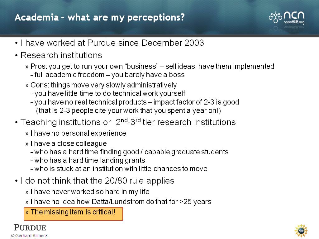 Academia – what are my perceptions?