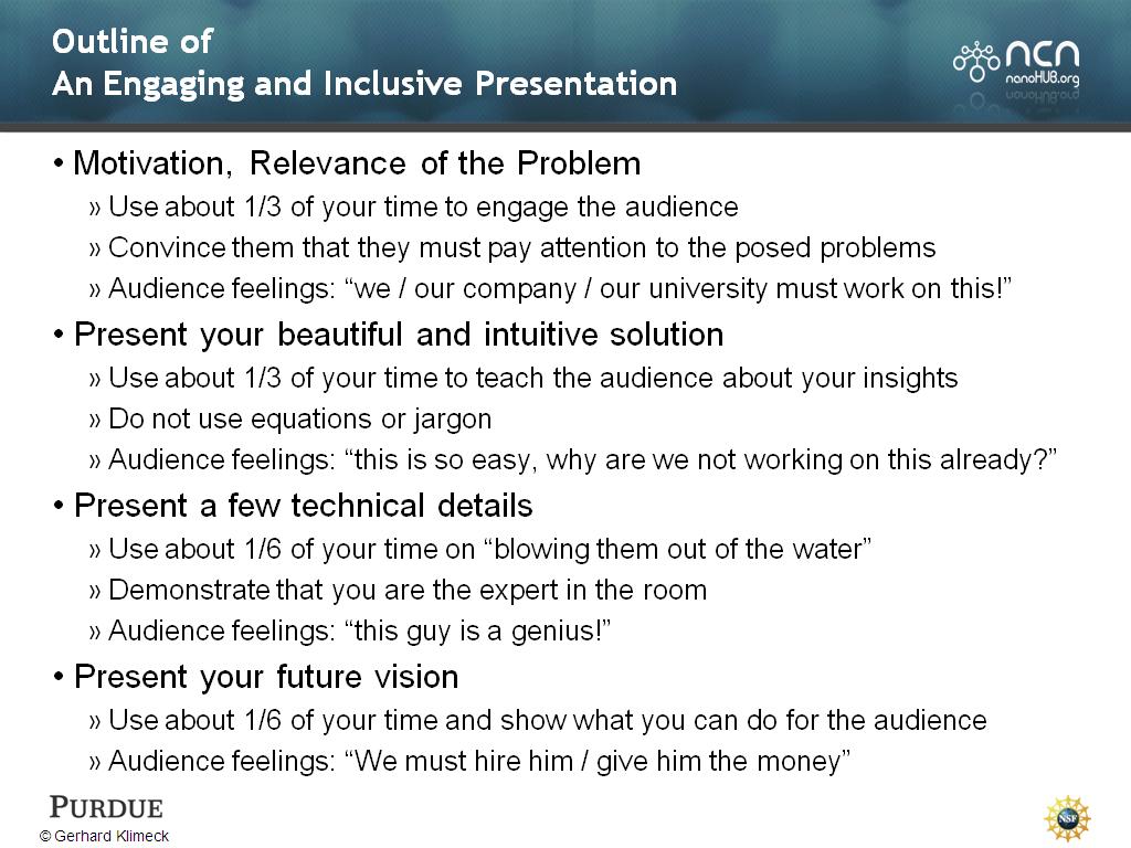 Outline of An Engaging and Inclusive Presentation