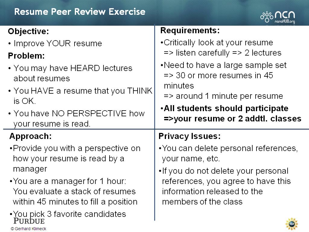 Resume Peer Review Exercise
