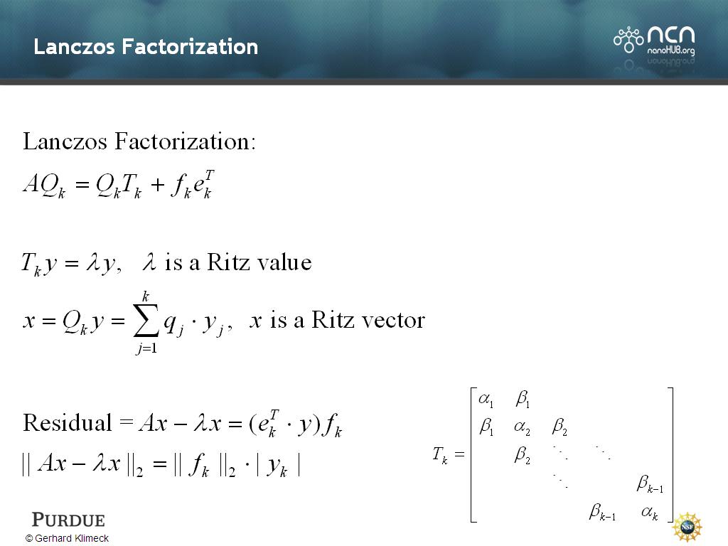 Lanczos Factorization