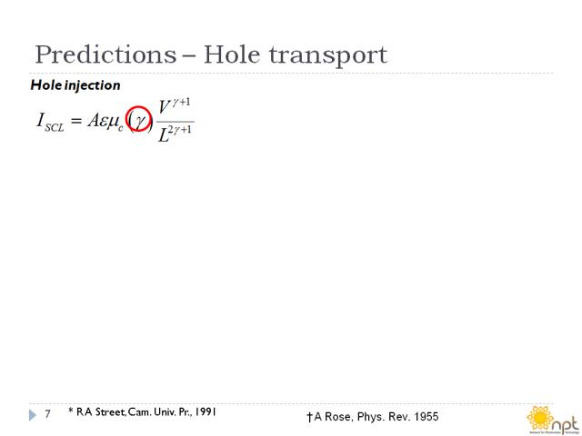Predictions – Hole transport