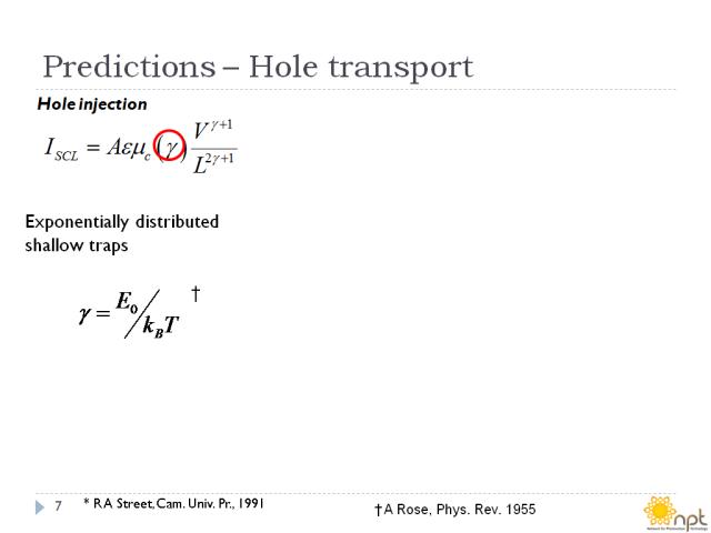 Predictions – Hole transport