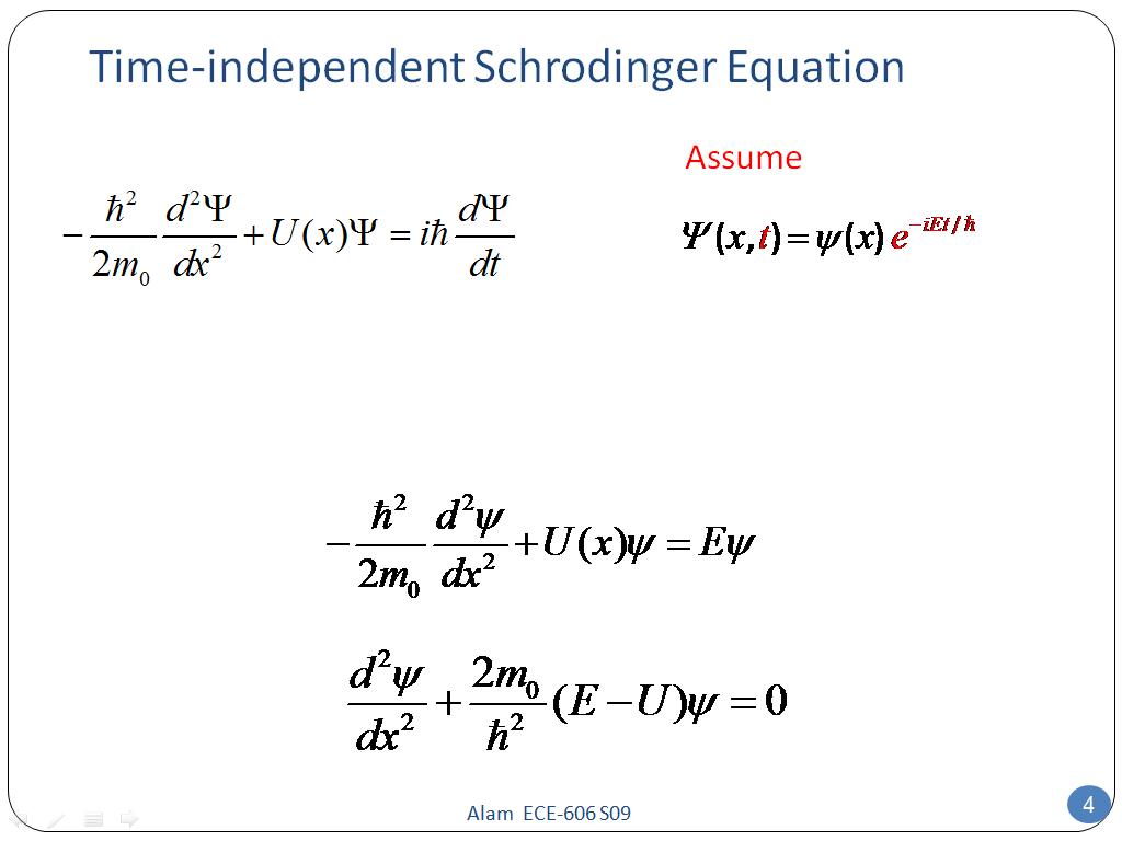 second derivative of schrodinger equation