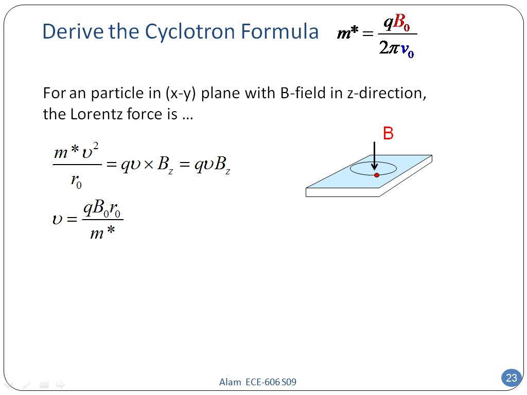 Derive the Cyclotron Formula