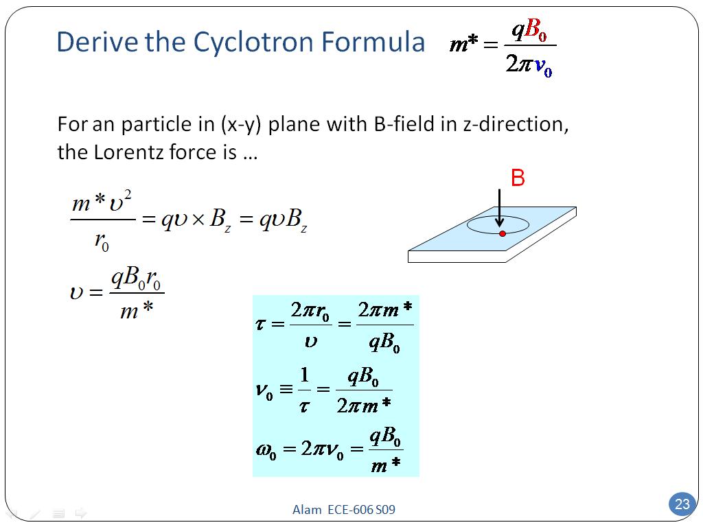 Derive the Cyclotron Formula