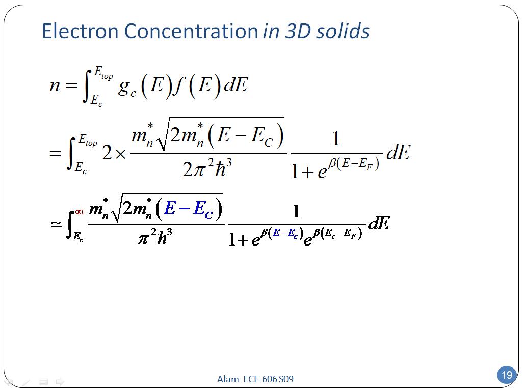 Electron Concentration in 3D solids