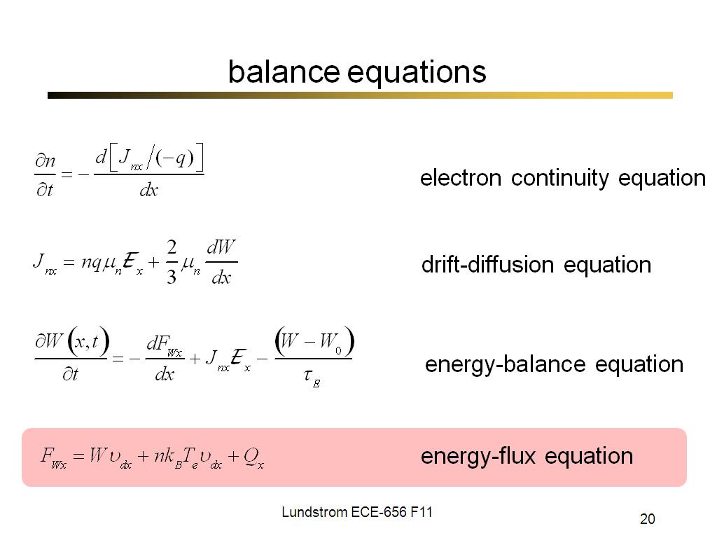 NanoHUB Resources ECE 656 Lecture 32 Balance Equation Approach III Watch Presentation