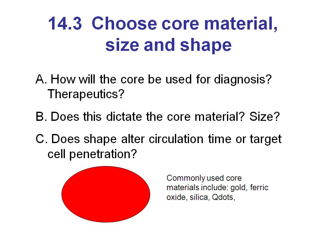 14.3 Choose core material, size and shape