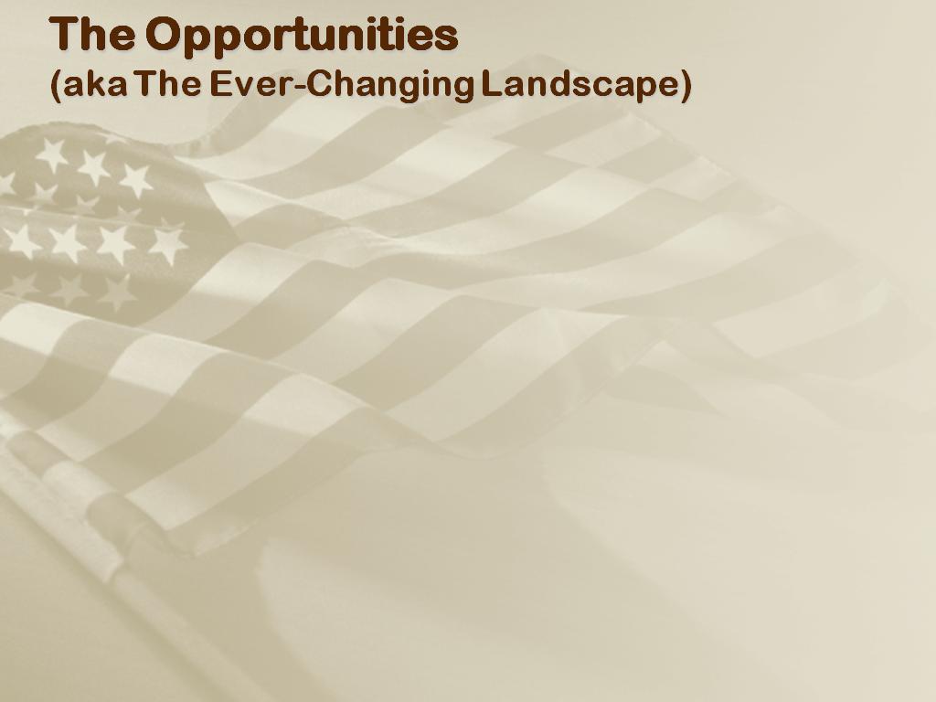 The Opportunities (aka The Ever-Changing Landscape)