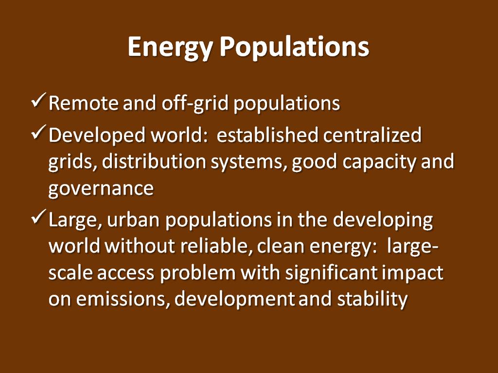 Energy Populations